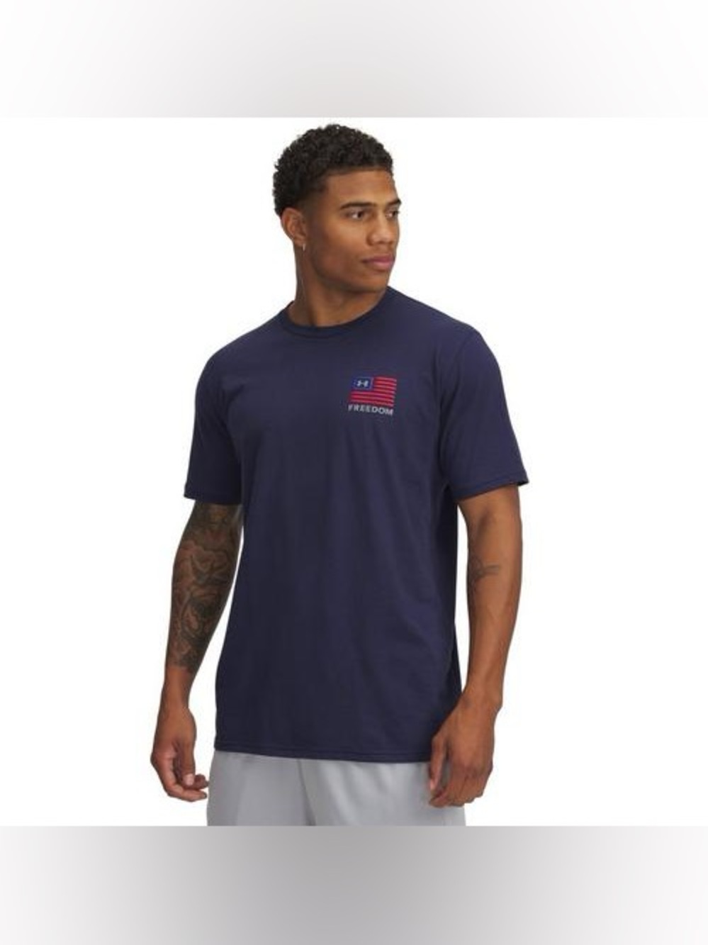 NWT Under Armour Freedom Left Chest T-Shirt Men’s XL Tall XLT Navy USA Flag
